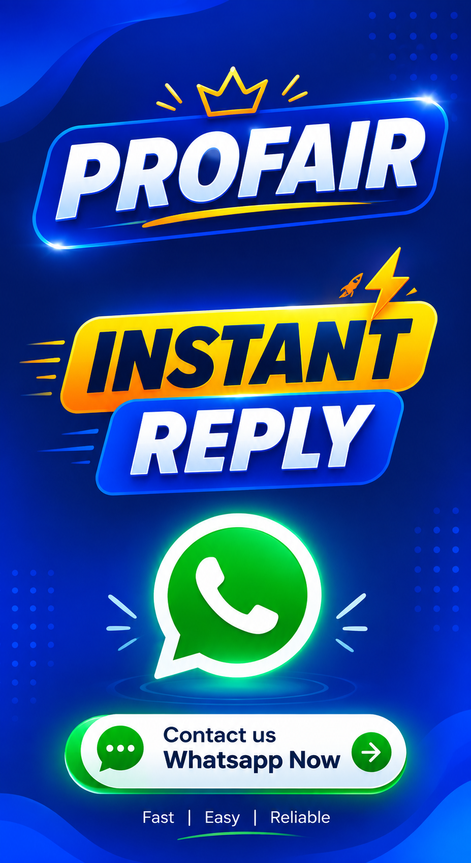Profair Instant Reply on WhatsApp banner
